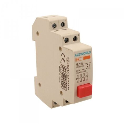 Pulsante Modulare Con Spia Luce Led Rosso 1M 3NO+1NC 16A AC 230V IP20 IEC60947-5-1 PB