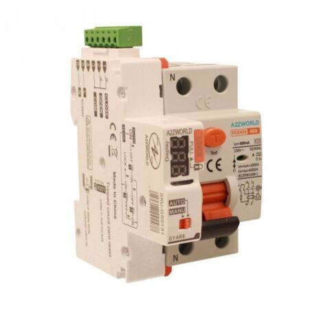 RCCB Interruttore Differenziale Puro Riarmo Automatico, Tipo A 1P+N 3M 6000A 300mA 40A AC 230V IP20 IEC61008-1 PR8NM