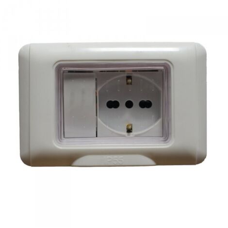 Kit Incasso IP55 Scatola 503 Premontato Presa Schuko 2P+T 10/16A + Interruttore Unipolare