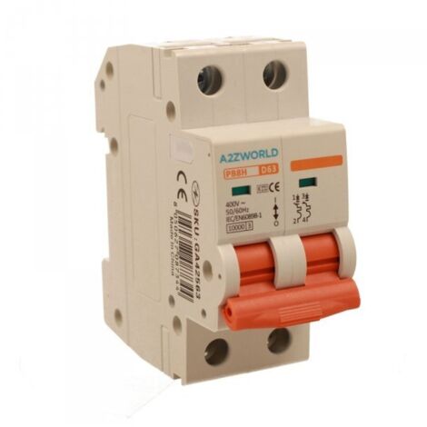 MCB Interruttore Magnetotermico Automatico Curva D 2P 2M 10000A D63A AC 400V IP20 IEC60898-1 PB8H
