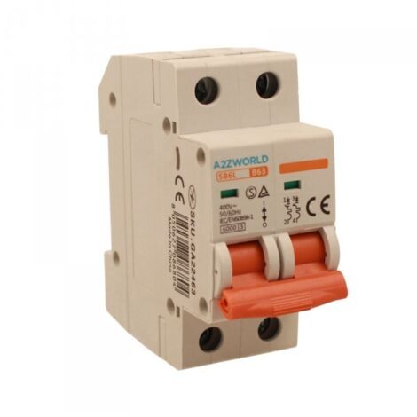 MCB Interruttore Magnetotermico Automatico Curva B 2P 2M 6000A B63A AC 400V IP20 IEC60898-1 SB6L