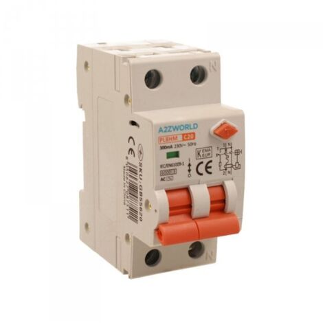 RCBO Doppia Leva, Interruttore Magnetotermico Differenziale Tipo AC Curva C 1P+N 2M 6000A 300mA C20A AC 230V IP20 IEC61009-1 PL8HM