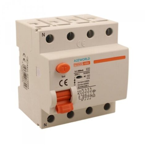 RCCB Interruttore Differenziale Puro Tipo AC 3P+N 4M 6000A 300mA 63A AC 400V IP20 IEC61008-1 PR8NM