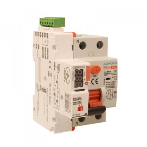 RCCB Interruttore Differenziale Puro Riarmo Automatico, Tipo AC 1P+N 3M 6000A 30mA 63A AC 230V IP20 IEC61008-1 PR8NM