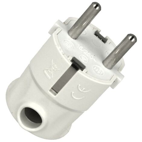 Spina Schuko 16A 250V 3500W 2P+T Uscita Cavo Laterale Multistandard Tedesco Italiano Bianco (1/3)