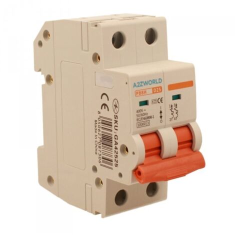 MCB Interruttore Magnetotermico Automatico Curva D 2P 2M 10000A D25A AC 400V IP20 IEC60898-1 PB8H