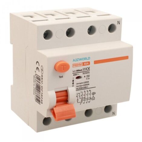 RCCB Interruttore Differenziale Puro Tipo A 3P+N 4M 10000A 300mA 40A AC 400V IP20 IEC61008-1 PR8HM