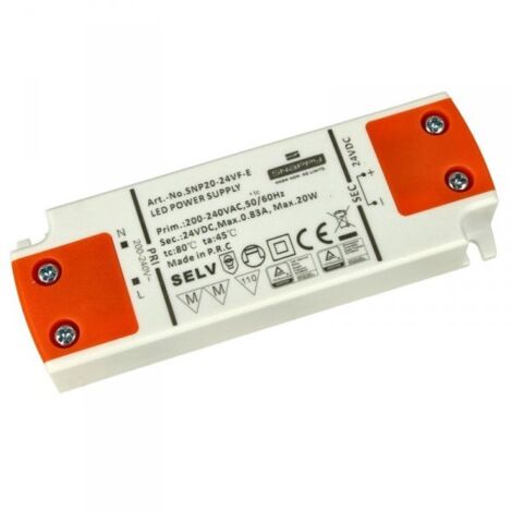 Alimentatore Trasformatore Slim 24V 20W 0,83A 16mm SNAPPY SNP20-24VF-E (1/4)