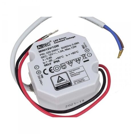 Mini Alimentatore Trasformatore Impermeabile IP67 12V 12W 1A Per Striscia Led 49X47X24mm (1/3)