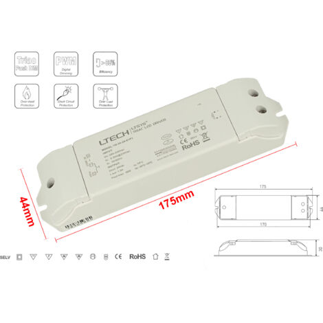 Alimentatore Dimmerabile CV 24V 36W Triac ELV Pulsante N.O. 3 In 1 Varialuce Su 220V