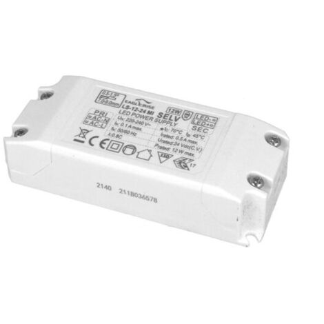 Alimentatore Trasformatore Lungo Sottile 24V 12W 0,5A Con Carcassa In Plastica Eaglerise LS-12-24 MI (1/3)