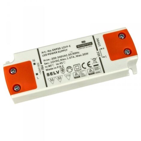 Alimentatore Trasformatore Slim 12V 20W 1,67A 16mm SNAPPY SE20-12VF (1/3)