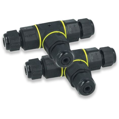 2 Pezzi Connettore Manicotto di Collegamento IP68 Forma T Cavo Raccordo Impermeabile 3 Poli Max Sezione 1,5mmq (1/3)