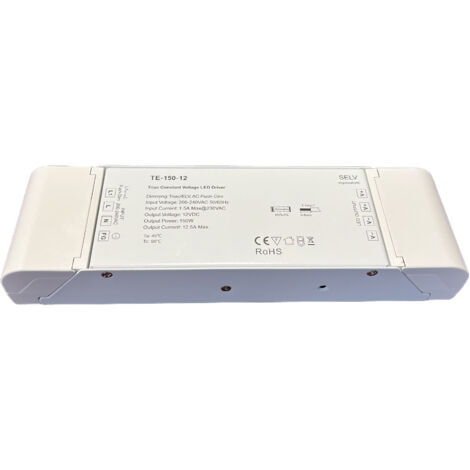 Alimentatore Dimmerabile CV 12V 150W Triac ELV Pulsante N.O. Varialuce Su 220V Per Striscia Led TE-150-12