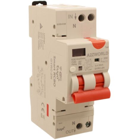 Interruttore Differenziale Magnetotermico WiFi con Riarmo Automatico e Display, Salvavita Tipo A Curva C 30mA, 220V 1-20A 2M, App Tuya con Misure: Corrente Residua, Intensità, Potenza, Tensione, Tempe