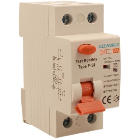 RCCB Interruttore Differenziale Puro Tipo F - SI 1P+N 2M 10000A 30mA Super Immunizzato 63A AC 230V IP20 IEC61008-1