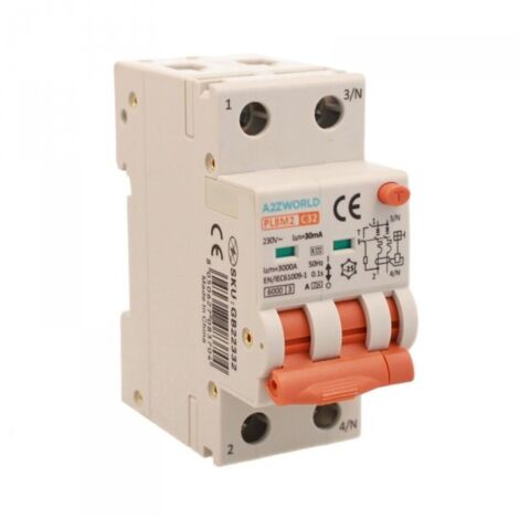 RCBO Interruttore Magnetotermico Differenziale Con Doppia Leva Tipo A Curva C 2P 2M 6000A 30mA, Diagnostica Visiva, C32A AC 230V IP20 IEC61009-1 PL8M2 GB65332