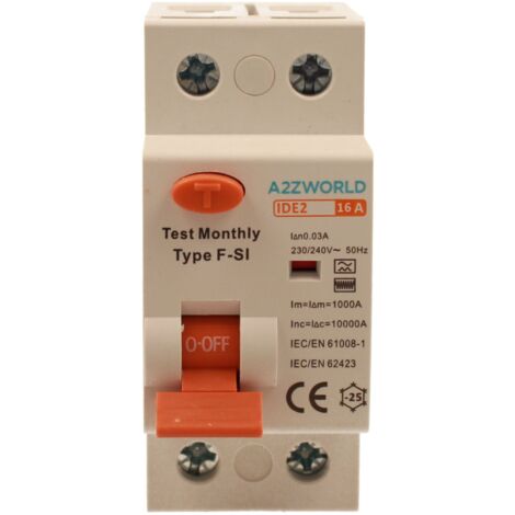 RCCB Interruttore Differenziale Puro Tipo F - SI 1P+N 2M 10000A 30mA Super Immunizzato 16A AC 230V IP20 IEC61008-1