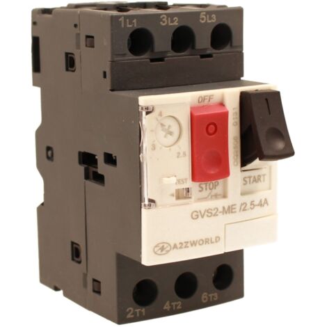 Salvamotore Interruttore Termico di Protezione Motore, 3P 2.5M Regolabile 4A 2.5-4A 1.5KW AC 590V Monofase e Trifase IP20 IEC60947-2