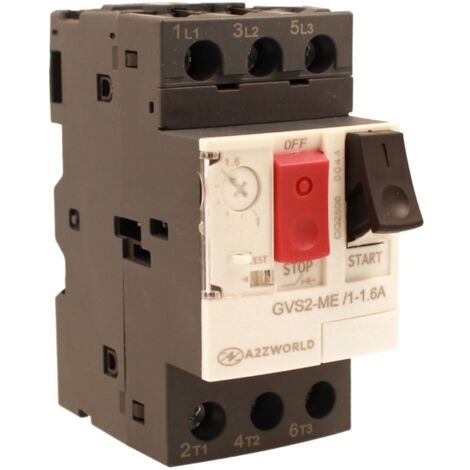 Salvamotore Interruttore Termico di Protezione Motore, 3P 2.5M Regolabile 1.6A 1-1.6A 0.75KW AC 590V Monofase e Trifase IP20 IEC60947-2