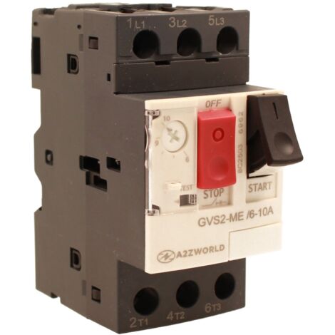 Salvamotore Interruttore Termico di Protezione Motore, 3P 2.5M Regolabile 10A 6-10A 4KW AC 590V Monofase e Trifase IP20 IEC60947-2