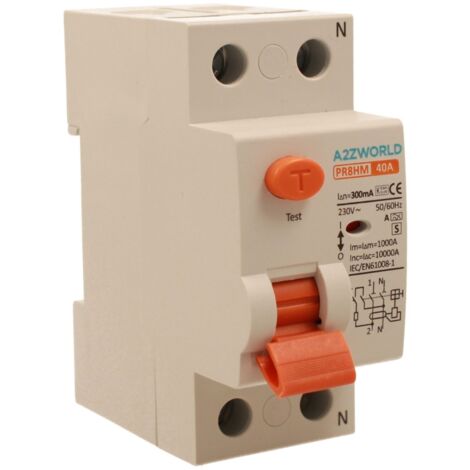 RCCB Interruttore Differenziale Selettivo Tipo S Classe A 1P+N 2M 10000A 300mA Ritardo 500ms 40A AC 230V IP20 IEC61008-1 PR8HM