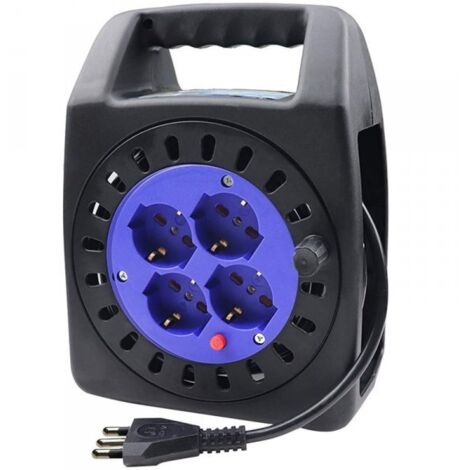 Avvolgicavo Elettrico Prolunga Elettrica 15 Metri 4 Prese Polivalenti Schuko + 10A/16A Spina 16A (1/6)
