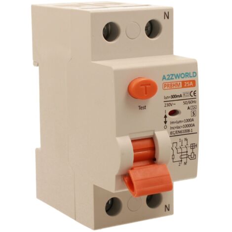 RCCB Interruttore Differenziale Selettivo Tipo S Classe A 1P+N 2M 10000A 300mA Ritardo 500ms 25A AC 230V IP20 IEC61008-1 PR8HM