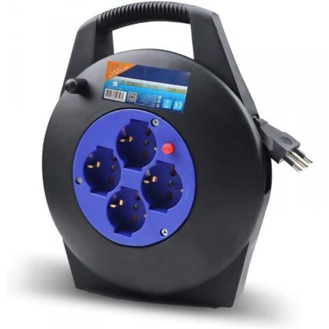 Avvolgicavo Elettrico Prolunga Elettrica 8 Metri 4 Prese Polivalenti Schuko + 10A/16A Spina 16A (1/2)