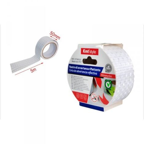 Nastro Adesivo Riflettente 50mm X 5MT Bianco Catarifrangente Ad Alta Visibilità (1/2)