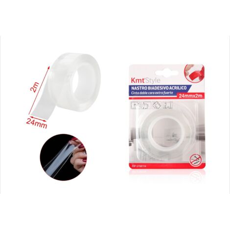 Nastro Biadesivo Acrilico Extra Forte Trasparente 24mm X 2MT (1/3)