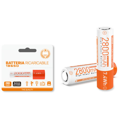 Batteria Ricaricabile al Litio 18650 2800mAh 3.7V 7.4Wh Modello Piatto (1/3)