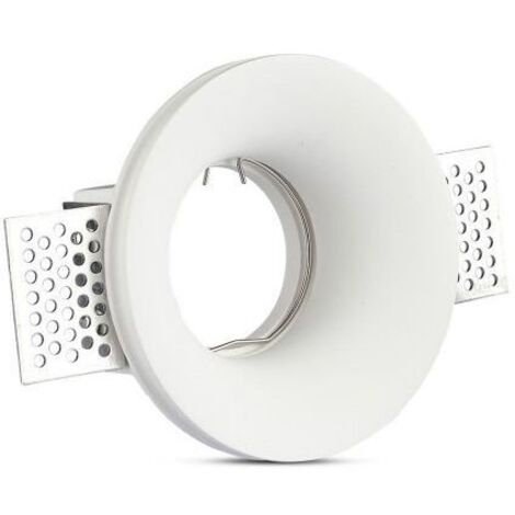 Portafaretto Lampada Led GU10 Da Incasso A Scomparsa Corpo Tondo Diametro 100mm In Gesso Bianco Verniciabile SKU-3697