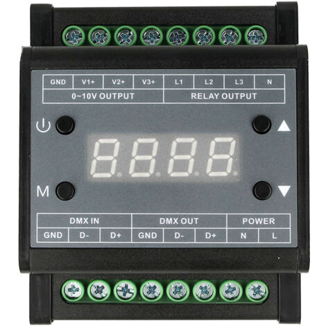 Centralina DMX Led Dimmer Con Segnale 0-10V Convertitore Segnale da DMX512 a 0-10V Attacco Guida DIN (1/3)