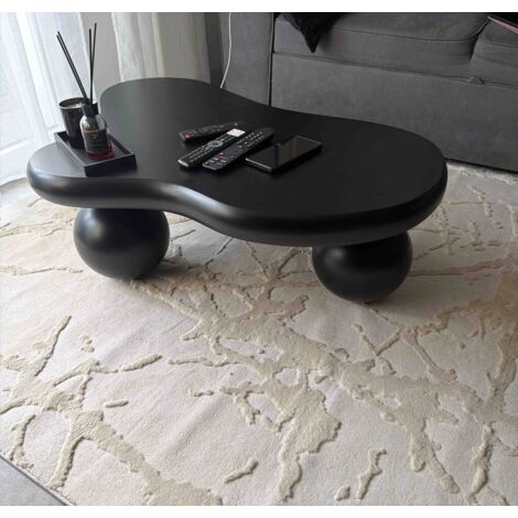 Table basse nuage noire avec éclairage LED – 95 cm x 62,5 cm x 32 cm – MDF de haute qualité – Élégante pour salon et chambre d'enfant (1/5)