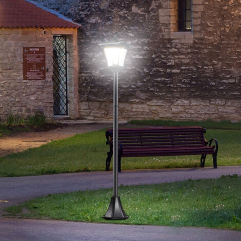 Lanterne Solaire de Jardin LED 40 Lumens, IP44 Noir 18x18x160 cm, Éclairage Extérieur Étanche pour Terrasse et Allée, Décoration Paysagère Moderne