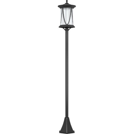 Lampadaire Solaire LED avec Capteur de Lumière Automatique, IP44 Étanche en ABS Noir 17x17x127 cm, Éclairage Extérieur Autonome Blanc Froid pour Jardin et Allée, Installation Facile et Économique (1/5)
