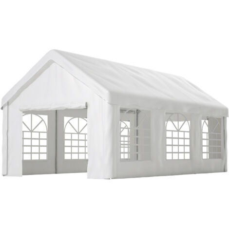 Garage Tente Voiture 3x6m, Portes Roulantes Avant/Arrière, Construction Renforcée Anti-Intempéries, Toit et Parois Amovibles