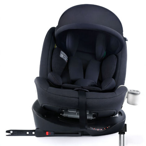Siège Auto Rotatif 360° i-Size, Appui-tête Réglable et Pare-soleil, Compatible ISOFIX 0-36kg, avec Porte-gobelet, Noir