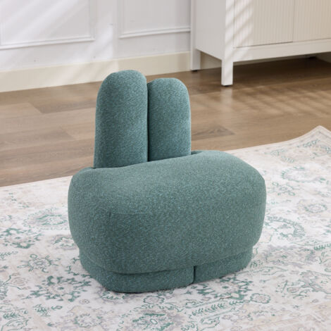 Pouf Décoratif Rembourré Fixe avec une Forme Mignonne et des Oreilles de Lapin, Housse en Tissu Doux, Conception sans Espace de Rangement, Vert (1/5)