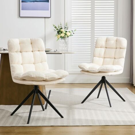 Ensemble table et chaises de salle à manger 2 pièces, chaises de cuisine pivotantes avec coussins amovibles, chaises de salle à manger rembourrées modernes pour salle à manger, salon, bureau, blanc (1/5)