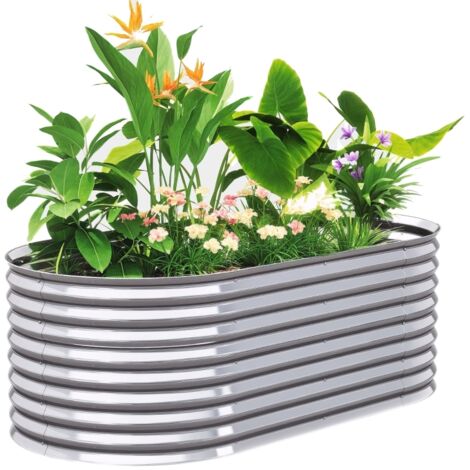Pflanzkübel, Metall-Blumenkübel mit Sicherheitskante und Handschuhen, offener Boden, 160B x 80T x 56H cm, Dunkelgrau (1/5)