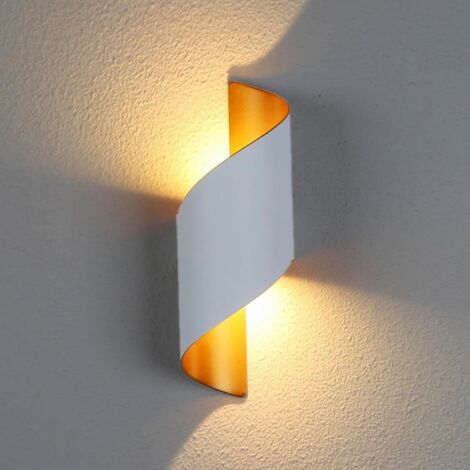 Moderne de Lampe Applique Murale Interieur 10W Spirale Exterieur Up Down Lampe Murale en Métal 3000K Blanc Chaud Applique Murale LED pour Bar, Chambre à Coucher, Cuisine (Blanc)