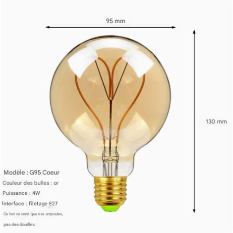 Ampoule LED Edison Antique, filament flexible à intensité variable, 4 W, culot E27, ampoule rétro ultra-lumineuse pour lampe bougie, éclairage décoratif (1/5)