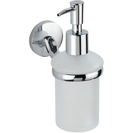 Wenko – Distributeur de savon liquide mural – Zinc chromé – Dimensions 7x17x11,5 cm – Amovible et rechargeable – Installation murale incluse