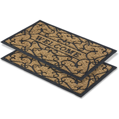 Paillasson Welcome Lot de 2 45 x 75 cm en coco et caoutchouc (1/5)