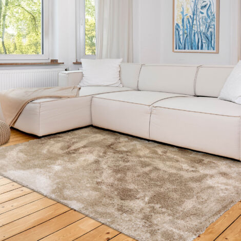 ASTRA Tapis «Paulie» marbre beige 80x150 cm poils longs moelleux (1/5)