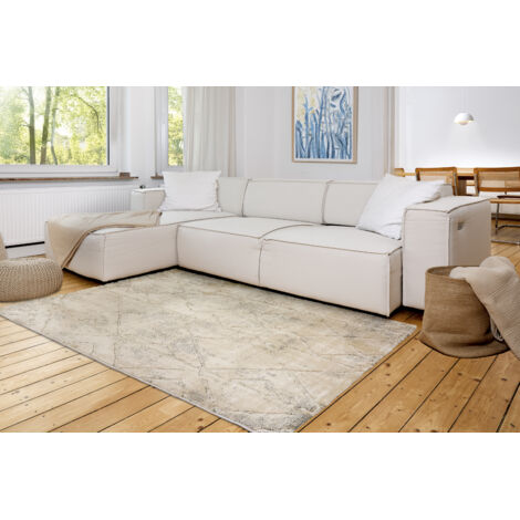 ASTRA Tapis «Lou» Losanges gris crème 200 x 280cm tapis à poils courts doux (1/5)