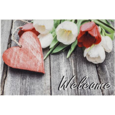 Paillasson Fleurs Cœur Welcome Design Floral Accueillant Et Absorbant - Tarres (1/2)