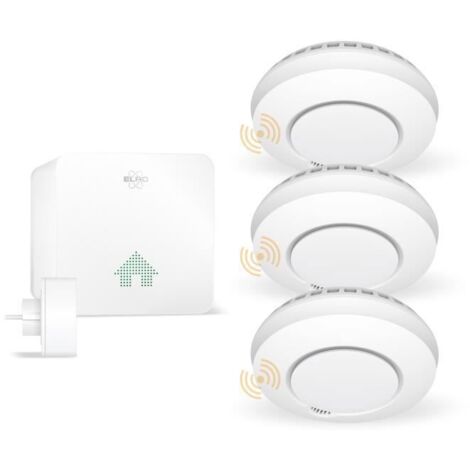 ELRO Connects SF500S Kit Détecteur de fumée - Kit complet K2 Connector + 3x Kit détecteur de fumée sans fil - Avertit par smartphone